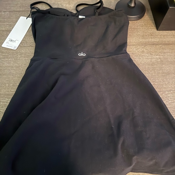 Alo Alosoft Encore Tennis Dress, Black, XS - Picture 5 of 7